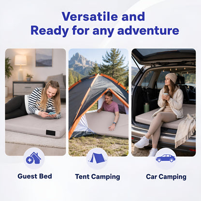 Hazli Matrix AirCell Memory Foam Camping Mattress Pad - Roll Up Mattress for Adults - Portable Cot Sleeping Pad for Camping -Floor Mat or Bed Roll for Car, SUV - Single 75"x30"x3" - Light Grey