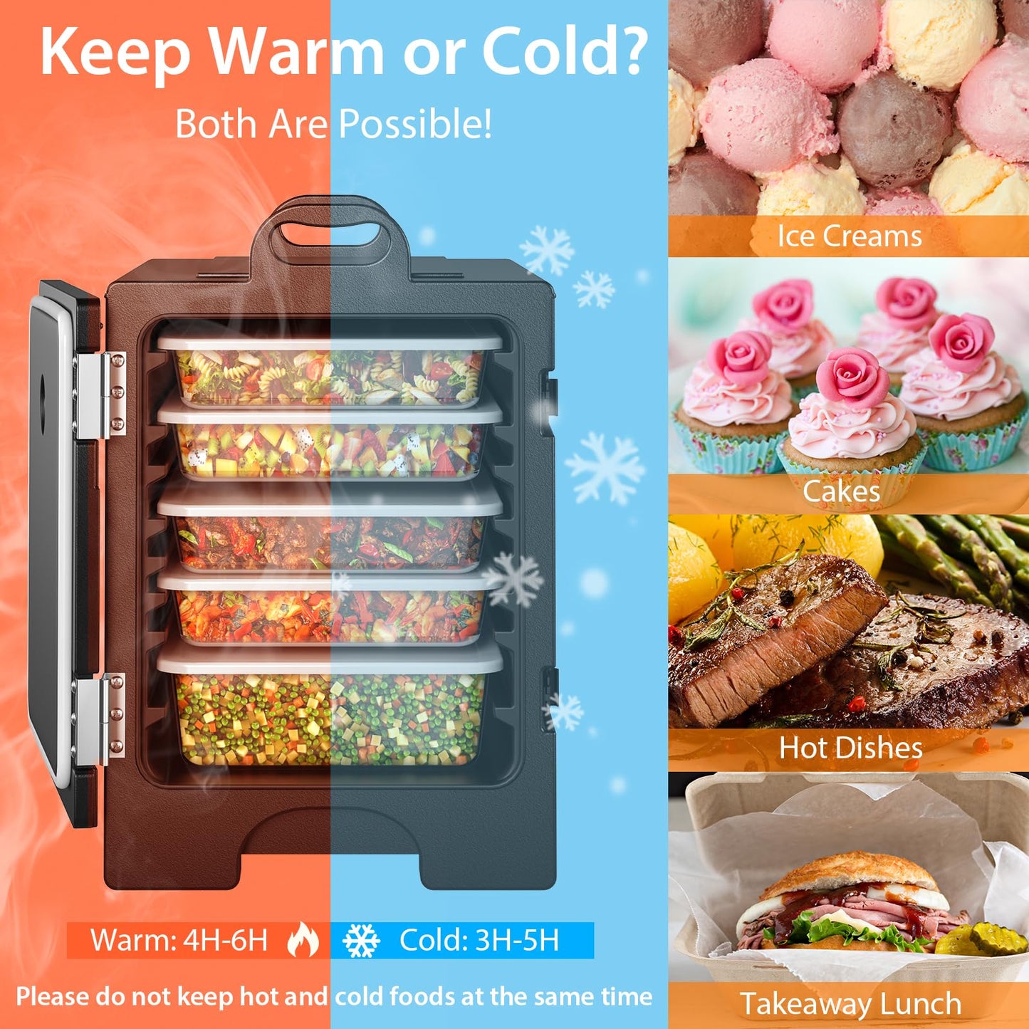 COSTWAY Catering Food Warmers, Hot Boxes Catering for 5 Full-Size Pan, 81 Quart Capacity, Stackable Design, Handles, Portable Insulated Food Carrier for Family Gathering, Canteen, Restaurant