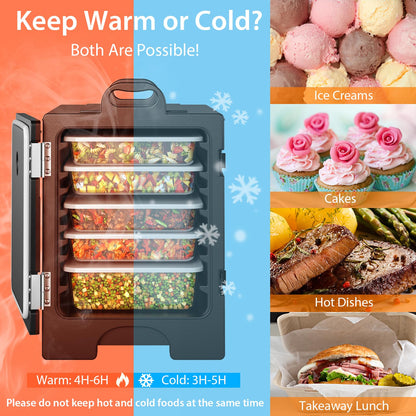 COSTWAY Catering Food Warmers, Hot Boxes Catering for 5 Full-Size Pan, 81 Quart Capacity, Stackable Design, Handles, Portable Insulated Food Carrier for Family Gathering, Canteen, Restaurant