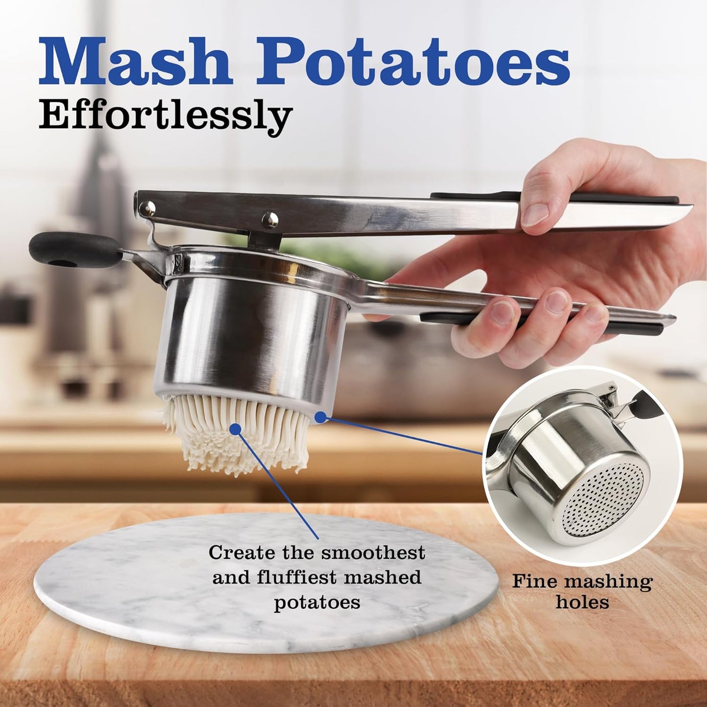 Mindful Design 15oz Potato Ricer - Heavy Duty Stainless Steel Masher for Perfect Mashed Potatoes