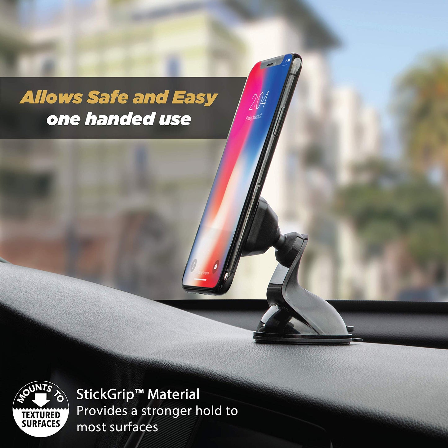 Scosche MMWSM-2PKXCES0 MagicMount Select Magnetic Car Phone Holder Mount for iPhone and Android - 2 Pack - Secure Magnetic Cell Phone Mount for Car Window or Dash - Universal 360° Adjustable Head