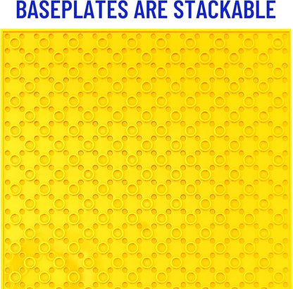 Strictly Briks Stackable Baseplates - 24 Pack 10x10 32x32 Studs Compatible with Lego for Building City Scenes Foundation Displays Bricks on Play Table Kids Easter Gift Rainbow