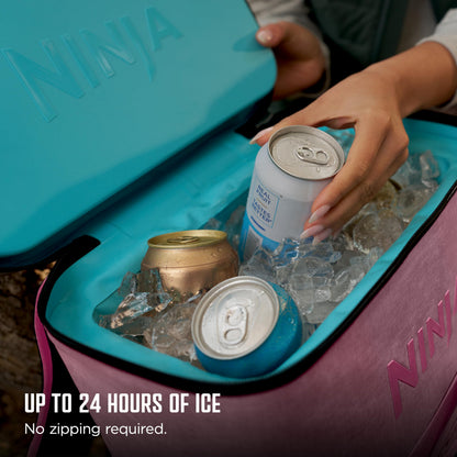Ninja FrostVault Go Backpack Soft Cooler with Cold Dry Zone Storage, Ergonomic Backpack Straps for Lightweight Carrying, Premium Heavy Duty Insulated Cooler, Keeps Ice for Hours, Petal Pink, FF136PK