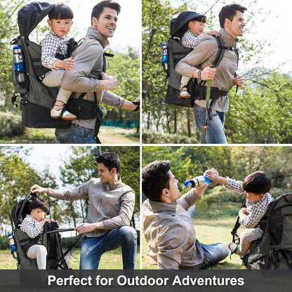 Baby Backpack Carrier, Safe Toddler Hiking Backpack Carrier Camping Child Carriers with Rain Cover Child Kid Sun Shade Large Storage Insulated Pocket, Adjustable Padded Children Seat