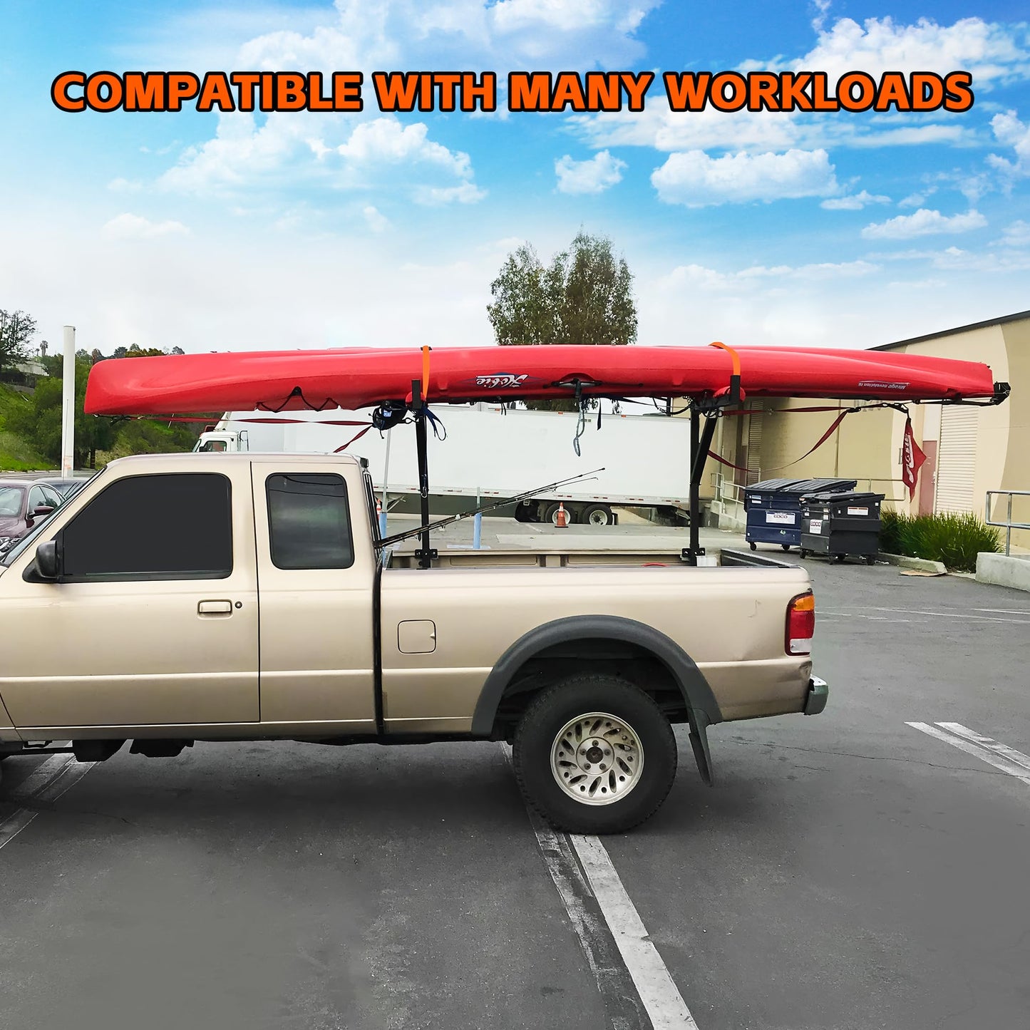 MAXXHAUL Heavy Duty Truck Ladder Rack - Side Mount Alloy Steel, Adjustable 19-34 Inch Arms, 250 lb Capacity, Powder Coat Finish (70233)