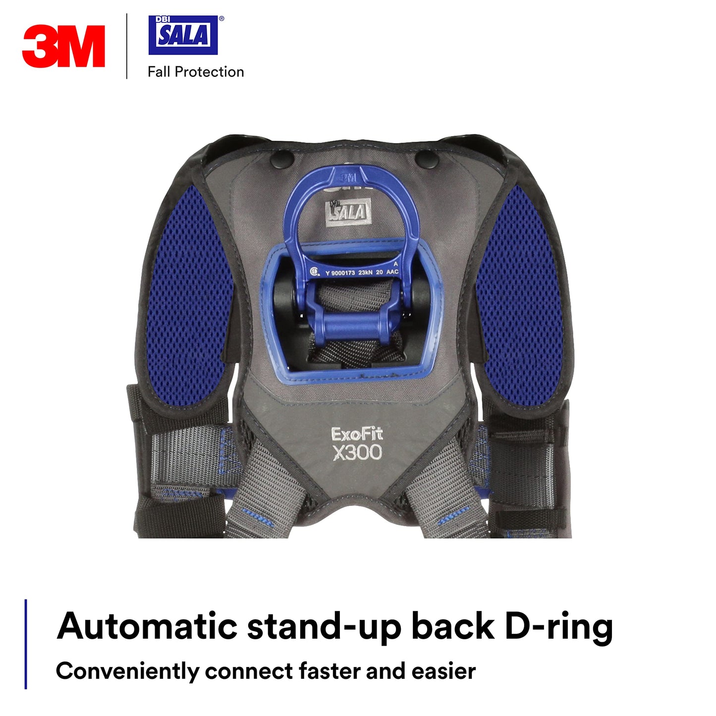 3M 113052 DBI-SALA ExoFit X300 Comfort Vest Positioning Safety Harness Fall Protection, OSHA, ANSI, General Industry, Aluminum Back and Hip D-Ring, Auto-Locking Quick Connect Leg and Chest Buckles, L