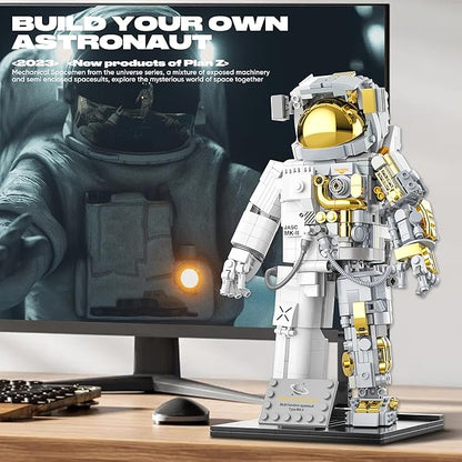 Space Astronaut Building Block for Boy 12+ Astronaut Building Block Set Flexible Space Explorer Toy with Display Stand Cool Spaceman Building Set for Adults 966Pcs
