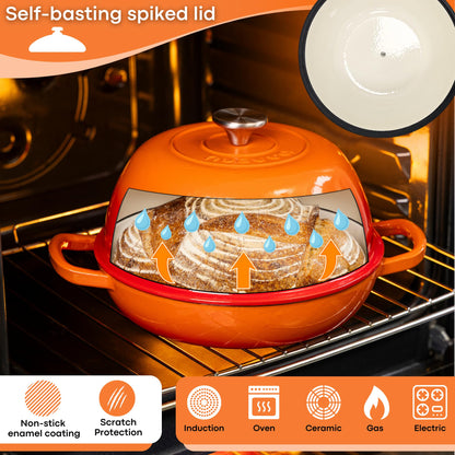 Nuovva Enamelled Cast Iron Cookware Bundle – Dutch Oven Pot with Lid, Casserole Dish & Bread Loaf Pan – Premium Ovenproof Cookware Set for Baking, Roasting & Everyday Cooking