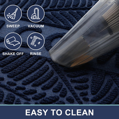 Smiry Welcome Mat Indoor Outdoor, All-Season Waterproof Front Door Mat, Sturdy Natural Rubber Doormat, Non-Slip, Easy Clean, Low Profile Dirt Trapper for Porch Patio Entrance, 71x47, Navy