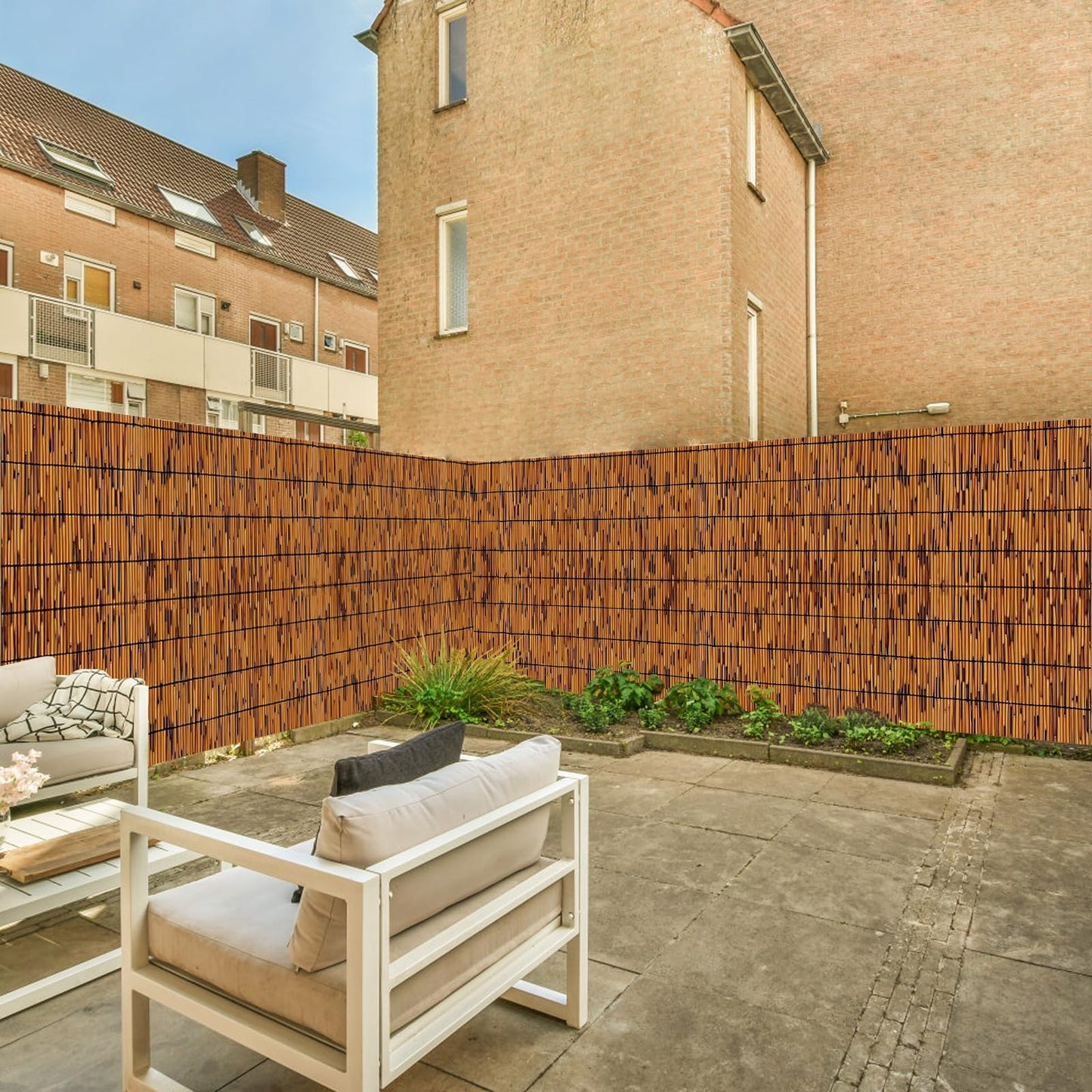 KOIUEYW Bamboo Reed Fencing, Light Russet Bamboo Fence Rolls 6 Feet High, Decorative Privacy Screen Reed Curtains for Patio Balcony Garden Backyard Outdoor, 6 x 16 FT
