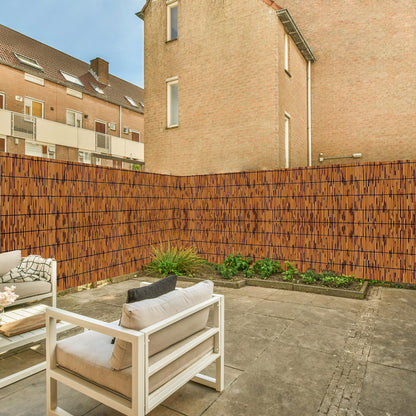 KOIUEYW Bamboo Reed Fencing, Light Russet Bamboo Fence Rolls 6 Feet High, Decorative Privacy Screen Reed Curtains for Patio Balcony Garden Backyard Outdoor, 6 x 16 FT