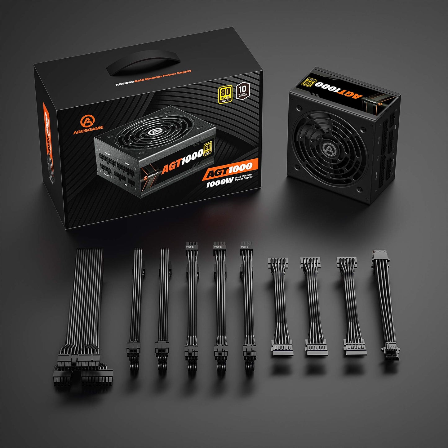 ARESGAME POWER 1000w Power Supply, Fully Modular, 80+ Gold PSU