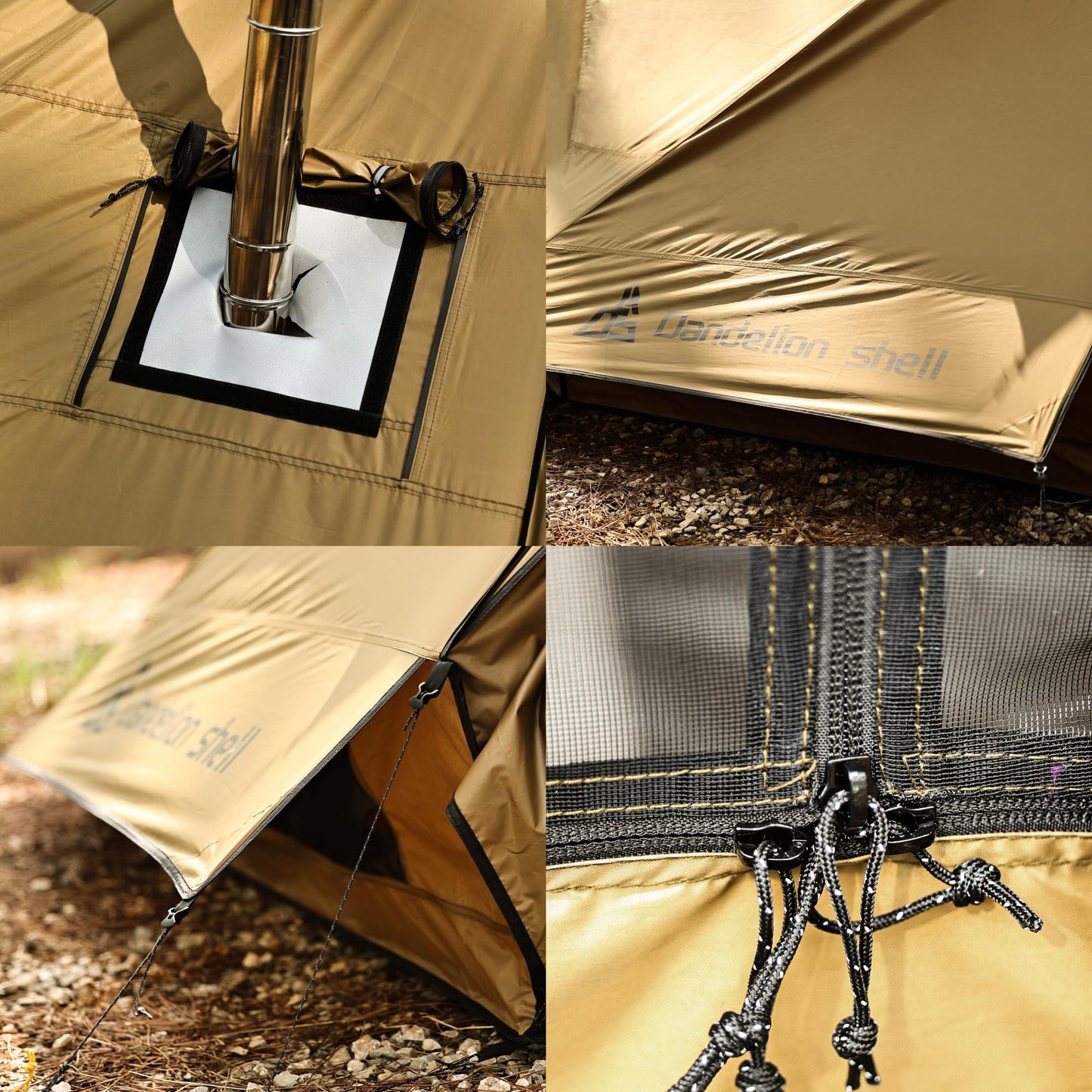 Dandelion Shell Hot Tent Cabin Plus X3 with Stove Jack – 4 Season Lightweight Shelter for 2–3 People, Waterproof & Windproof, Ideal for Camping, Backpacking, Hiking, Hunting & Fishing