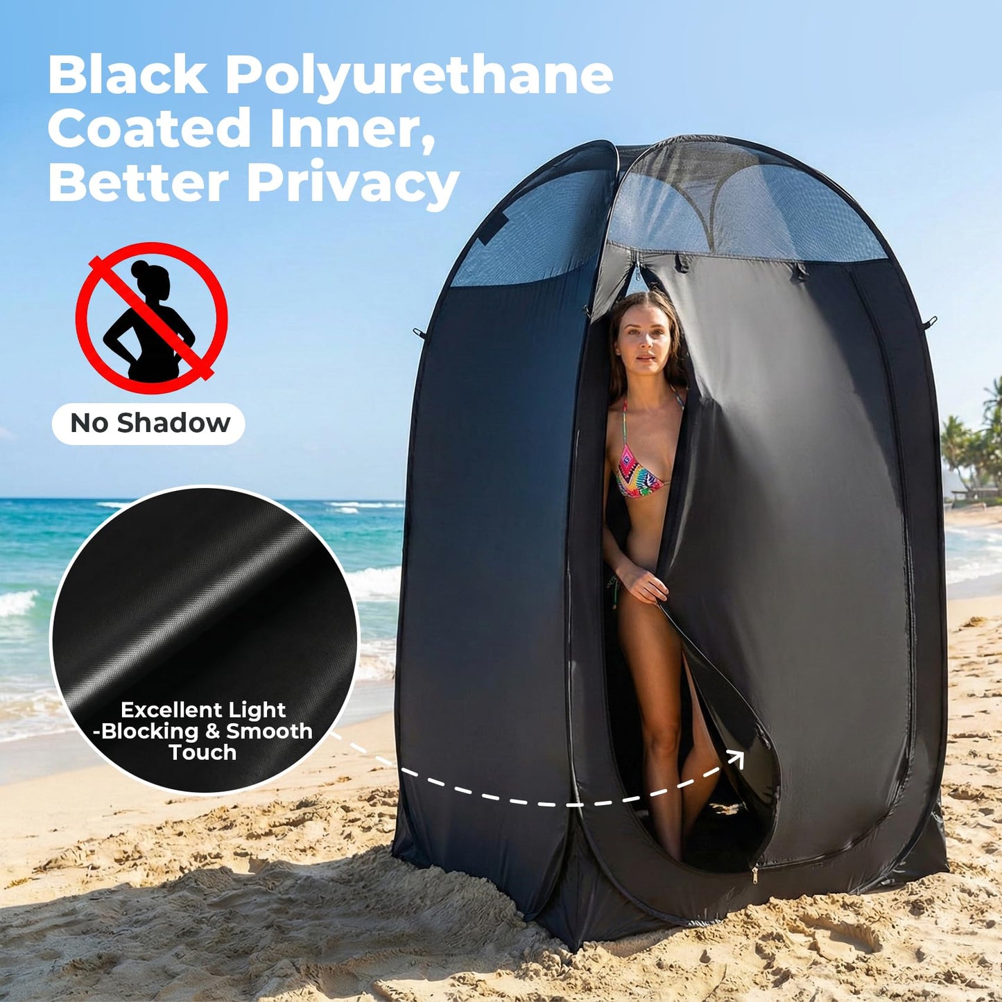 Alvantor® Shower Tent Pop Up Changing Room Outdoor Shower Enclosure Pop Up Privacy Tent Toilet Shelter Camping Dressing Room Portable Teflon Coating Fabric 4’x4’x7' Patent Pending
