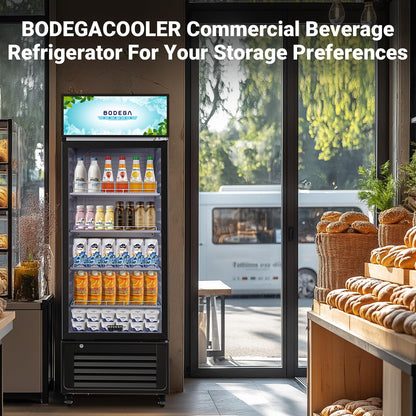BODEGACOOLER Commercial Beverage Refrigerator and Cooler, 10.0 Cu.Ft Commercial Merchandiser Refrigerator with Soft LED Light, Commercial Fridge, Display Refrigerator with 240 cans & 120 bottles.