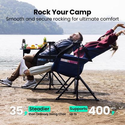OuterSpa Hammock Camping Chair for Adults with Adjustable Backrest, Heavy Duty Padded Folding Hammock Chair Supports 400lbs, Portable Hammock Chair Swinging Chair for Camping, Travelling and Patio