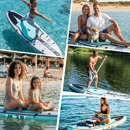 FunWater Inflatable Stand Up Paddle Board 10'6"/11"/11'6" Paddle Board for Adults & Youth, Paddleboards Inflatable with Premium SUP Accessories, Wide Stable, Non-Slip Comfort Deck (Grey/Blue/Black)