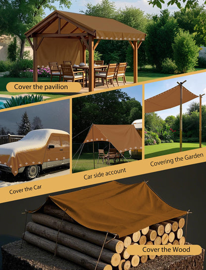 Erfolkerz Canvas Tarp 16x20ft 22Mil Water-Resistant Tarps with Aluminum Grommets, 14OZ UV-Resistant Tarpaulin,Heavy-Duty Multi-Use Cloth Covers for Wood/Car/Roof/Boat/Camp/Canopy