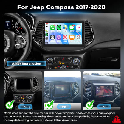 5Ghz WiFi 2G+64G Android 15 Car Radio for Jeep Compass 2017-2020 Car Stereo with Wireless Carplay Android Auto, 10.1 Inch HD Touchscreen with GPS Bluetooth FM/RDS EQ SWC Backup Camera MIC