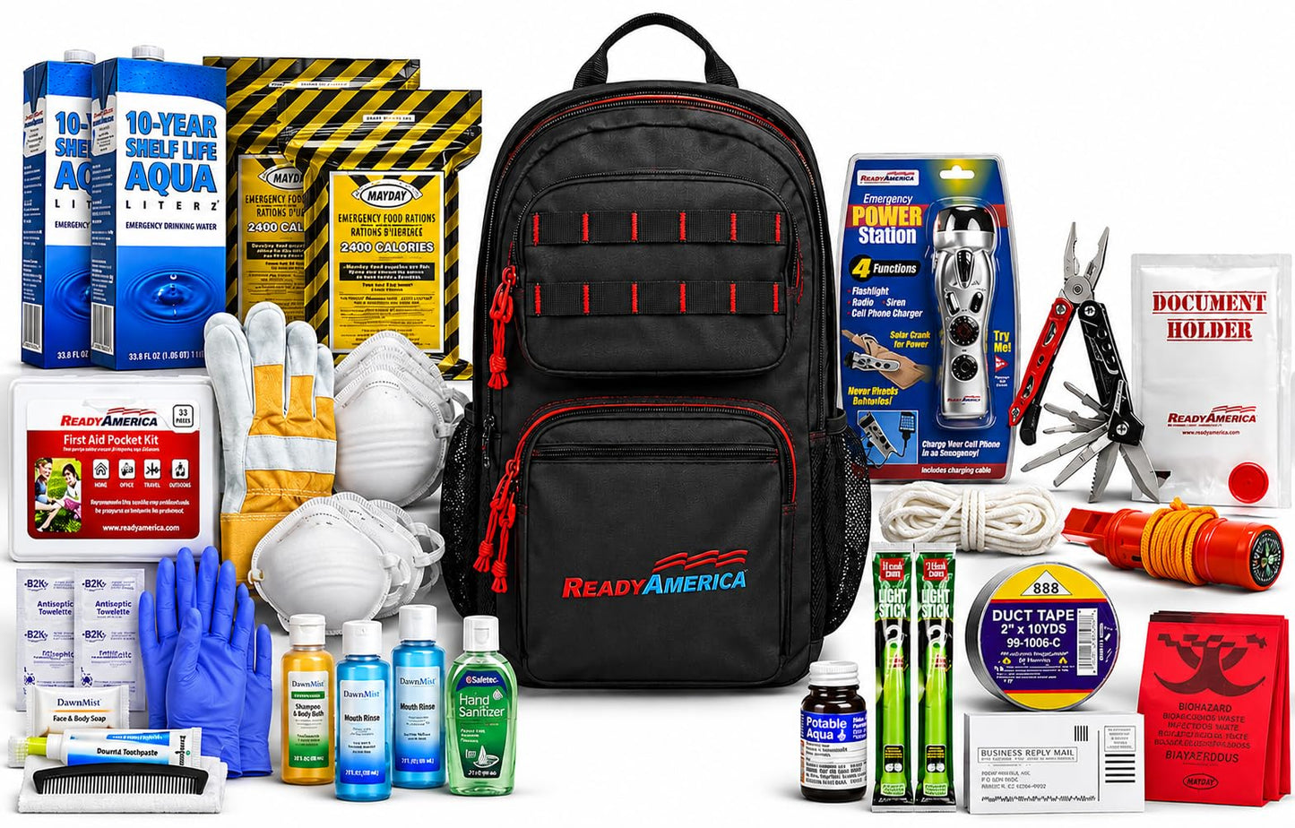 Professional Emergency Survival Kit, 2-Person, 72-Hour, 3-Day Earthquake Emergency Kit Backpack for Disaster Preparedness, Ready America 70481