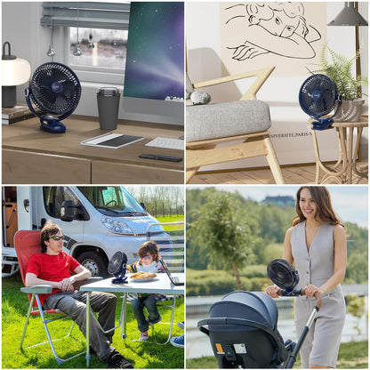 BIVBTP 12000mAh Clip on Fan 30H Longest Runtime, 8in Portable Fan Rechargeable, Ultra Quiet with Heavy-Duty Clamp, USB Desk Fans for Golf Cart,Office Desk, Treadmill, Camping, Bedroom
