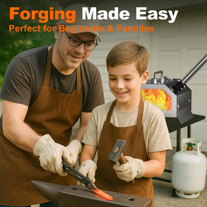 MMasters Mini 1 Burner Propane Forge 2600°F Gas Forge for Blacksmithing Tools, Knife Making Kit, and Bladesmithing – Portable Metal Set with Beginners Welding Package