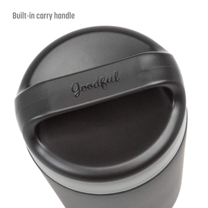 Goodful Stainless Steel Food Jar, Vacuum Sealed | Double Wall | Carry Handle Lid | Gray | 16 Ounces, Pack of 6