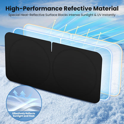 Windshield Sun Shade, Reflective Sunshade for Car Windshield with Mirror Cut-Out, Blocks 99% UV Rays & Keeps Vehicle Cool, Fits Cars, Trucks, SUVs & Vans, Fade-Resistant, (Large)