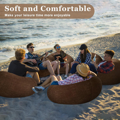 Realspring Inflatable Bean Bag Chairs Outdoor Blow up Camping Chairs Inflatable Lazy Sofa Folding Portable Bean Bag Loungers Couch(Dark Coffee,6 Pcs)