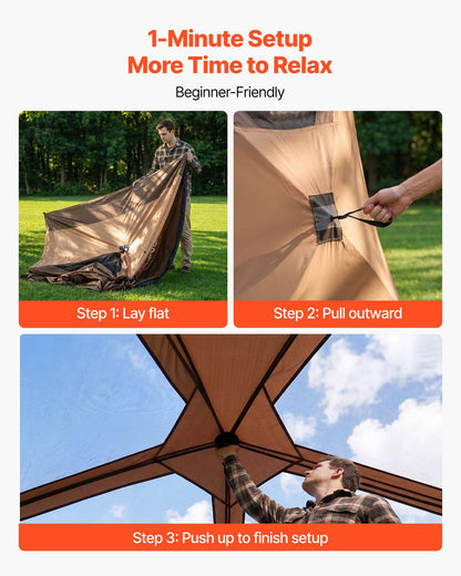 VEVOR Camping Tent, 6 Person Pop Up Instant Cabin Tent with Rainfly, Mesh Side & Top Windows, 60 Second Easy Setup, Portable Waterproof Cabin Hub Tents with Carry Bag for Family Outdoor Camping Hiking