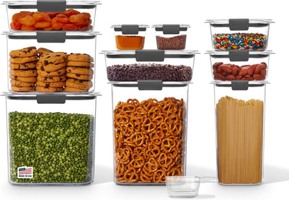 Rubbermaid Brilliance Pantry Storage Set - 10 Clear Airtight Food Containers for Freshness