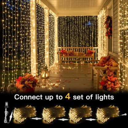 suddus Curtain Lights for Bedroom, 300 Led 9.8x9.8ft Curtain Lights for Backdrop, Curtain String Lights for Christmas, Dorm, Wall, Backdrop, Window, Wedding, Party, Birthday Decor, Warm White