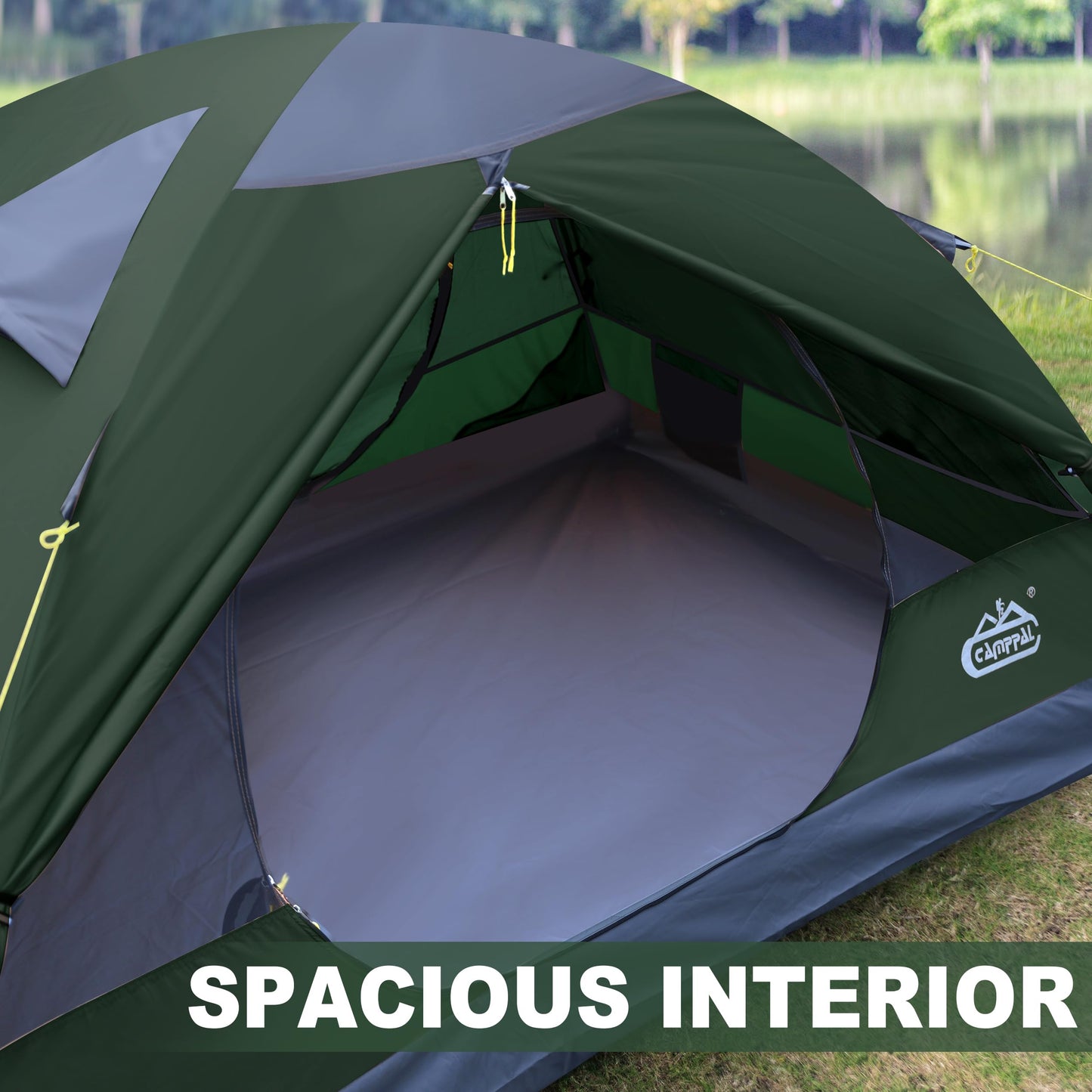 2 Person Backpacking Tent, Waterproof Windproof Two Person Tent, Lightweight Easy Setup 2 Man Tent for Camping, Hiking, Biking, Cycling, Motorbiking, Mountaineering - Green