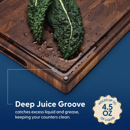 Sonder Los Angeles Welton Cutting Board Made in USA | Black Walnut End Grain Cutting Board for Kitchen with Non-Slip Feet & Juice Groove | Gift Box Included | 20x15x1.5 in