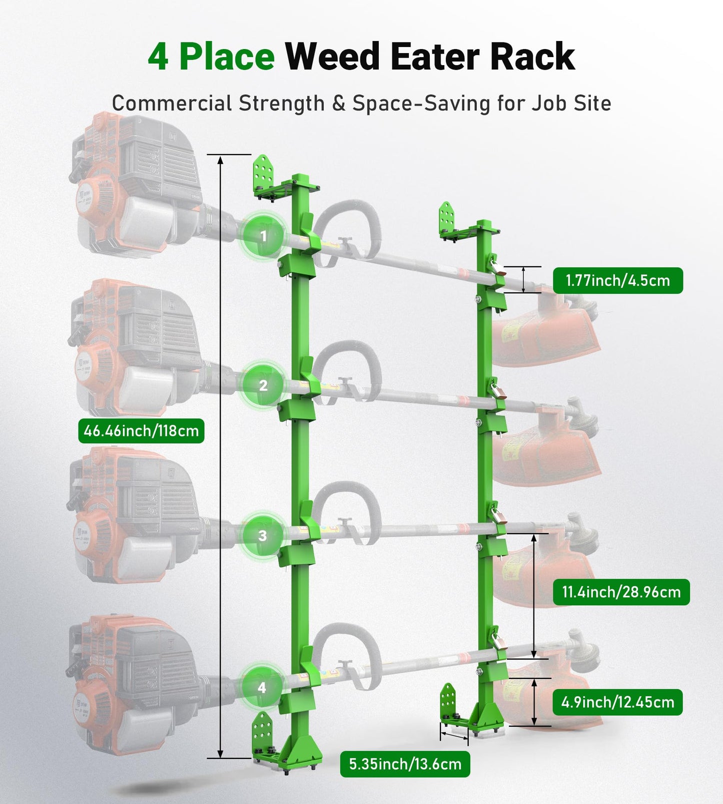 ELITEWILL Weed Eater Rack for Open/Enclosed Trailers, 4 Place Commercial Trimmer Racks Heavy-Duty Weedeater Rack for Trailer Work Landscape Truck Holder Lawn Equipment Accessories w/Lock