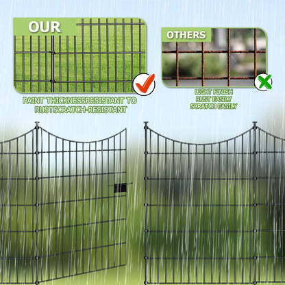 10 Panels Garden Fence Dog Fence Outdoor for Yard, 40in H x 23.6ft L Rustproof Metal Fencing with Ground Stakes | No Dig Animal Proof Containment for Pets/Rabbits | Durable Patio Security Panels