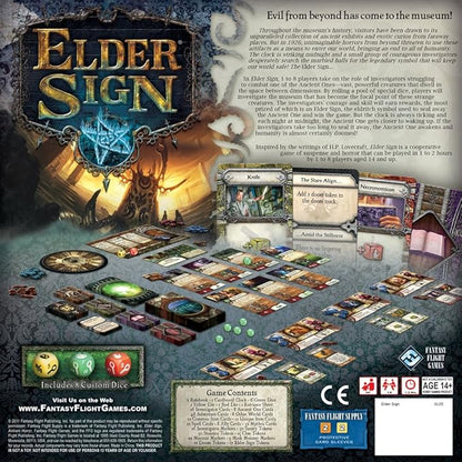 Elder Sign Board Game - Supernatural Intrigue Cooperative Dice Adventure! Horror Mystery Game Ages 14+ 1-8 Players 1-2 Hour Playtime Made by Fantasy Flight Games
