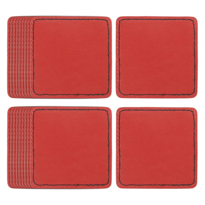 uxcell 20 Pcs Leather Patches for Hats, Square Leather Hat Patches with Adhesive, Rustic Faux Iron on Blank Patch for Laser Engraving Fabric Repair Sew Crafts, Red