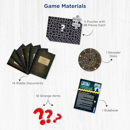 EXIT: Nightfall Manor (with Jigsaw Puzzles) | EXIT: The Game – A Kosmos Game | Family-Friendly Jigsaw Puzzle-Based at-Home Escape Room Experience | Collaborative Game | for 1 to 4 Players Ages 10+