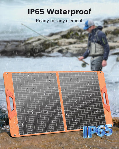 SOLUPUP 100W Portable Solar Panel for Power Station, 23.5% High Efficiency Foldable Solar Charger with DC/XT60/Anderson Cable, QC3.0 USB Outputs, IP65 Waterproof for Outdoor Camping RV Off-Grid