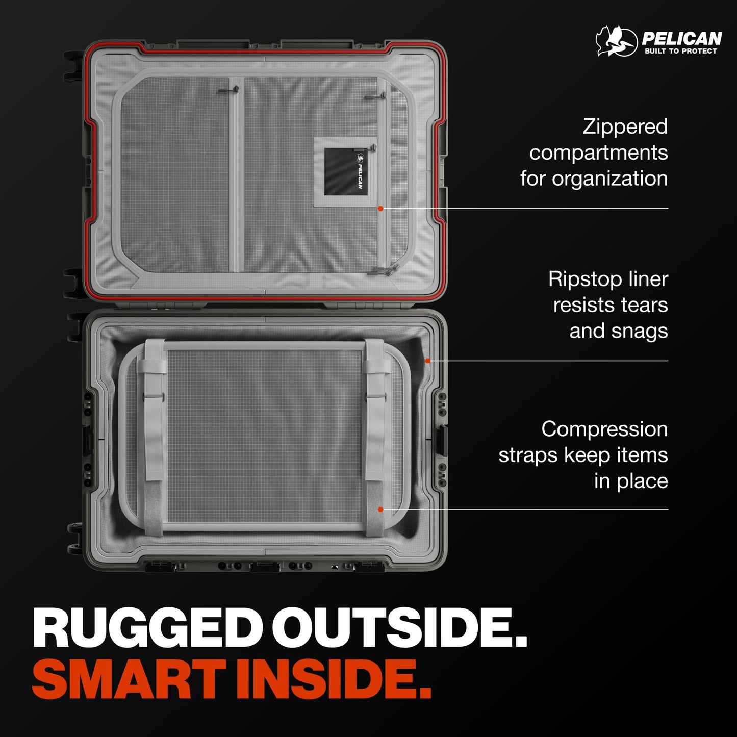 Pelican ATX Luggage Hard Case Luggage with Wheels - Waterproof Hardshell - Medium Size (25 Inch) Check-In Suitcase (Charcoal)