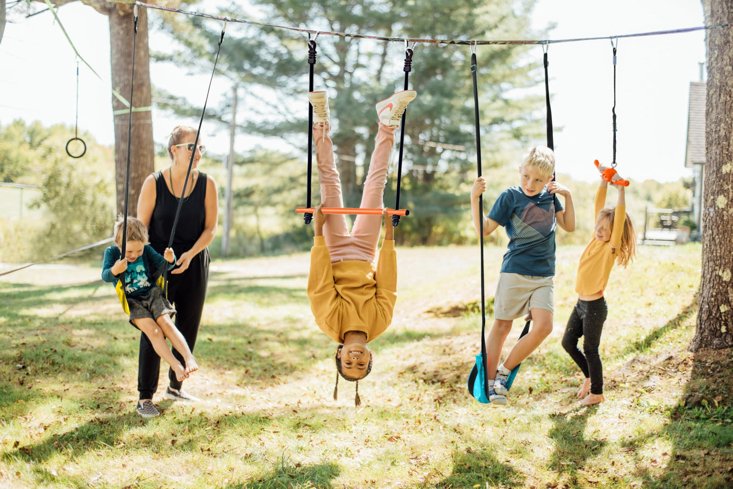Adventure Line- Swing, 2 Soft Swings, 1 Super Twister, and 1 Sturdy Metal Monkey Bar