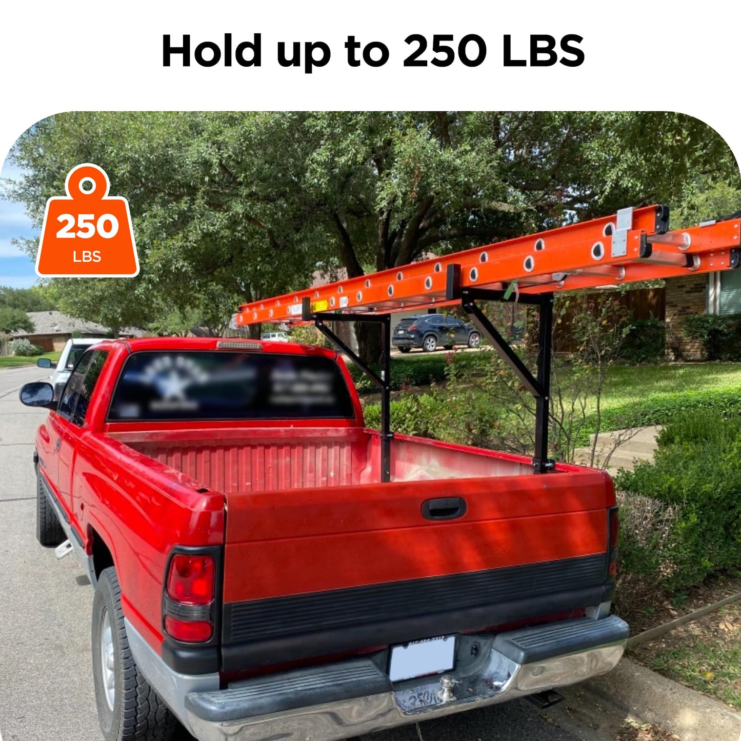 Rockland Extendable Truck Ladder Rack, 39" x 7" x 51.2", 250 LBS Capacity, Steel Truck Rack with Adjustable arm from 19" - 32", Ladder Rack for Truck