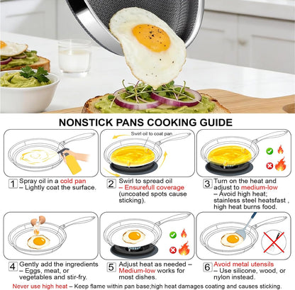 Skiennix Nonstick Frying Pan - 8-Inch Hybrid Skillet with Stay-Cool Handle | Dishwasher & Oven-Safe, PFOA Free