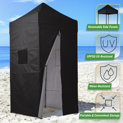 Pop Up Changing Tent - Adjustable 8ft-9ft Height Steel Frame Privacy Tent, Pool Cabana or Portable Changing Room for Camping Toilet or Portable Shower - Camping Essentials by Wakeman Outdoors (Black)