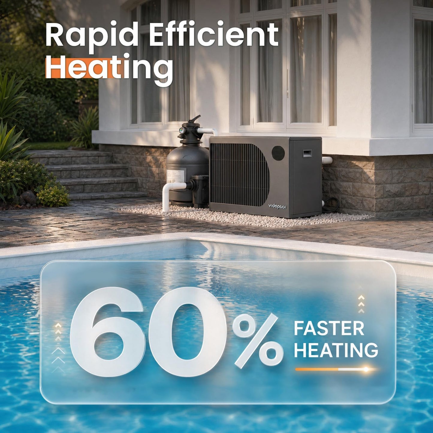 Vidapool 55,000 BTU Swimming Pool Heater 12 COP Electric Pool Heat Pump for Above Ground and Inground Pools Heating and Cooling Smart WiFi Control Pools Up to,16000 Gallons