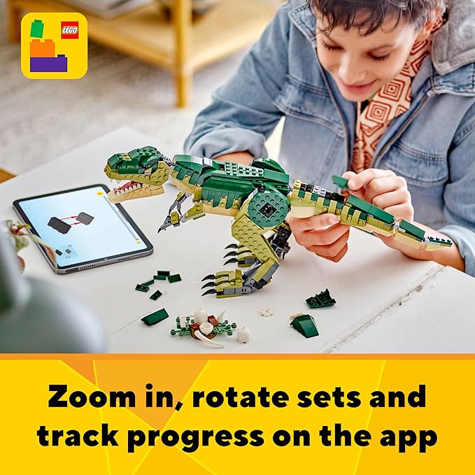 LEGO Creator 3 in 1 T Rex Toy - Dinosaur Toy Building Set for Kids Boys &amp Girls Ages 9+ - 3 Building Options T-Rex to Triceratops to Pterodactyl - Gift Idea for Birthdays - 31151