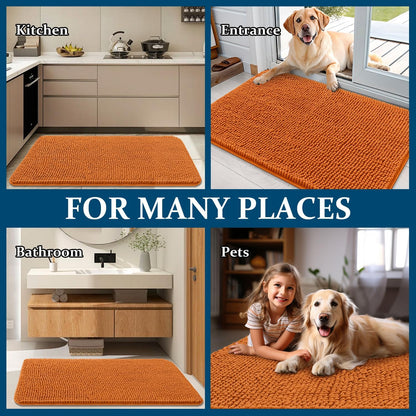 OLANLY Dog Door Mat - Absorbent Non-Slip Chenille Mat for Muddy Paws | 70x24 Inches, Quick Dry, Clay Color