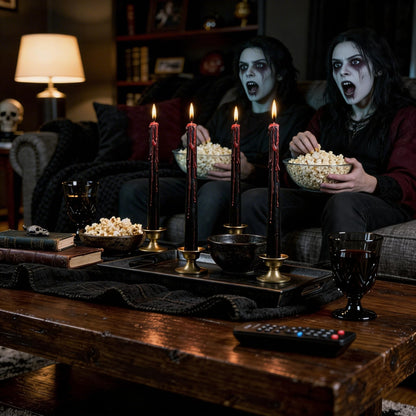 Viyffo Black Drip Taper Candles, 10 Inch Vampire Blood Bleeding Candles Set of 4, Unscented Long-Burning Gothic Candlesticks for Horror Movie Night, Dark Romance & Party Decor
