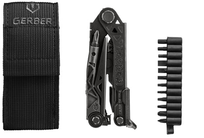 Gerber Gear Center Drive Rescue - Multitool Knife with Pliers, Strippers & Strap Cutter - Portable EDC Tactical Gear for Camping & Outdoor - Utility Tool - Molle Fabric Sheath- Made in USA - Black